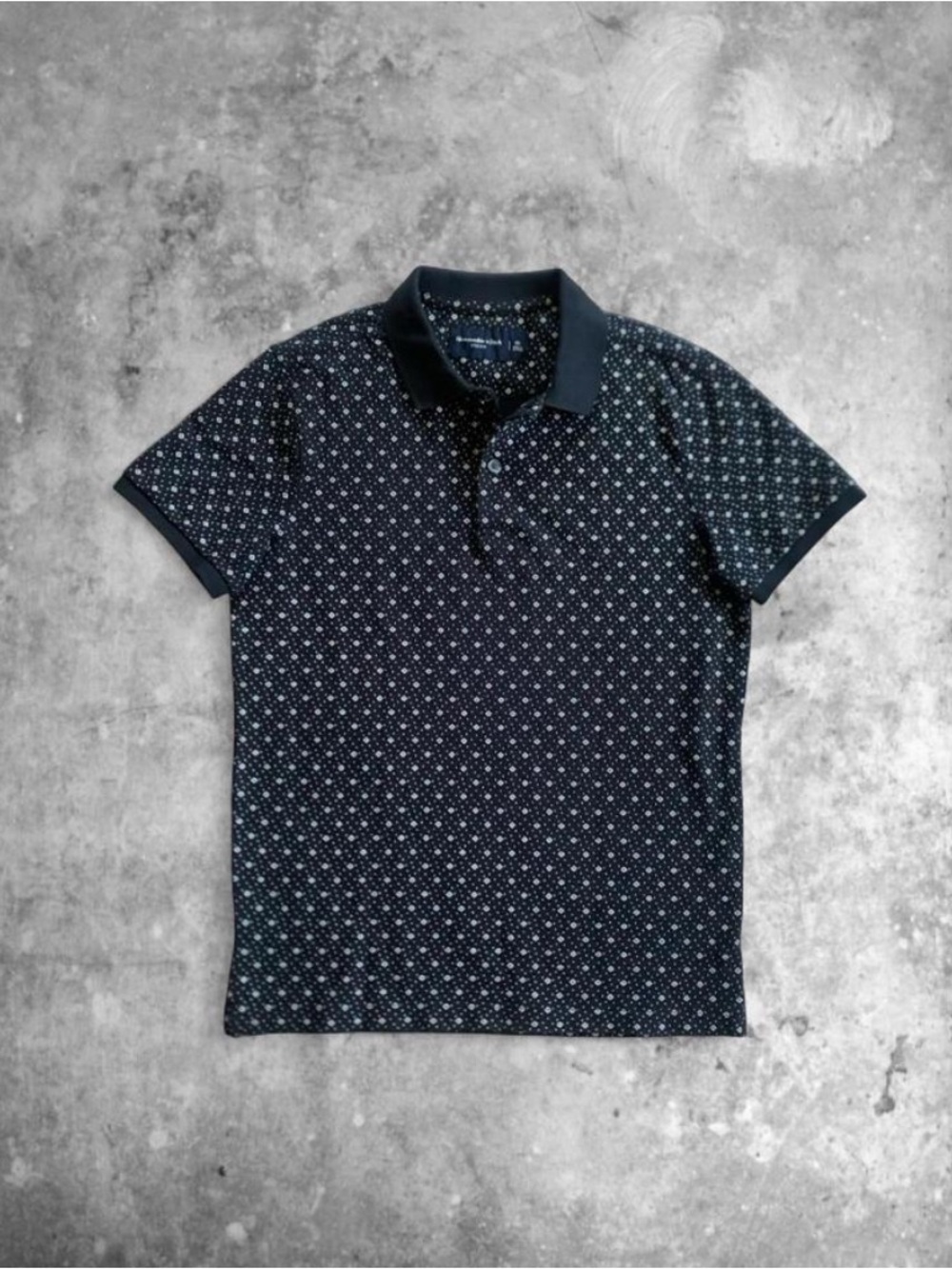 Abercrombie & Fitch Black Polo with White Dot Geo Print